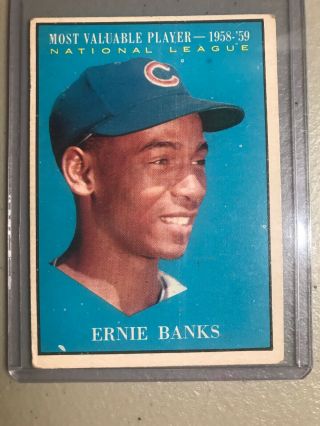Vintage 1960 Topps 485 Mvp Ernie Banks Chicago Cubs Hop