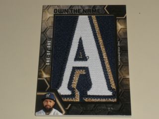 Eric Thames 2018 Topps Update Own The Name Game Worn Letter Man Patch Relic 1/1