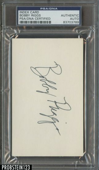 Bobby Riggs Tennis Signed Index Card Auto Autograph Psa/dna Deceased 1995