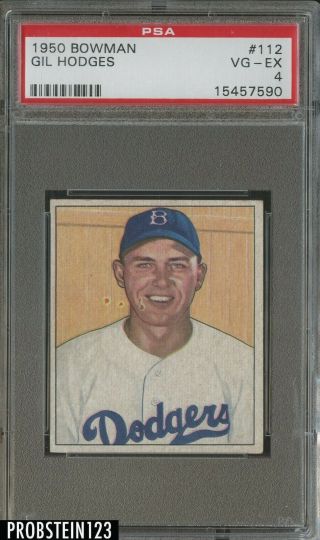 1950 Bowman 112 Gil Hodges Brooklyn Dodgers Psa 4 Vg - Ex