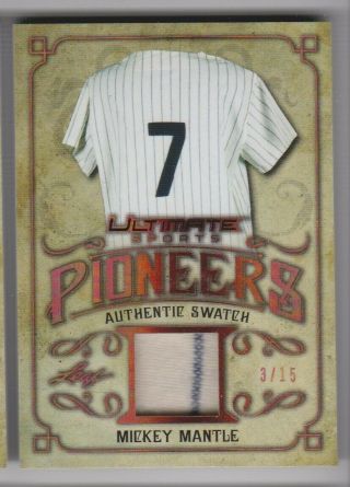 2019 Leaf Ultimate Sports Pioneers Authentic Swatch Jersey /15 Mickey Mantle