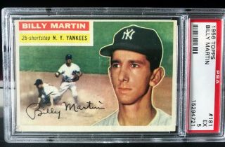 1956 Topps Billy Martin 181 Yankees Psa 5 Ex