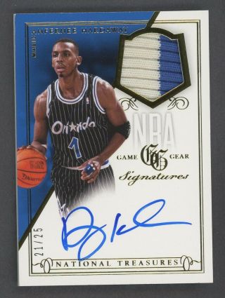 2013 - 14 National Treasures Game Gear Anfernee Hardaway Magic Patch Auto 21/25