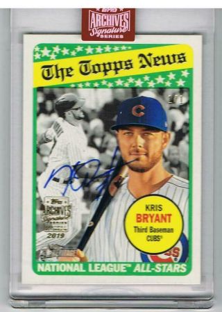 Kris Bryant 1/1 Auto 2019 Topps Archives Signatures " On Card " Autograph Cubs