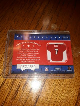 2003 JOHN ELWAY Absolute Memorabilia Pro Bowl Souvenirs Game Worn Jersey 57/250 2