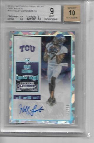 2016 Panini Contenders Kolby Listenbee Cracked Ice Auto Rc 01/23 - Bgs 9 W/10