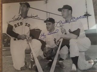 Mickey Mantle,  Yogi Berra And Ted Williams Autographed 8 X 10