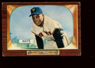 1955 Bowman Baseball Card 184 Willie Mays