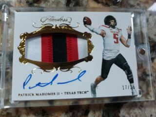 Patrick Mahomes Ii 2018 Flawless Collegiate 3 Color 17/25 Patch Auto Chiefs