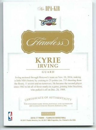 2016 - 17 Panini Flawless Gold Kyrie Irving AUTO Autograph PATCH 7/10 Cavaliers 2