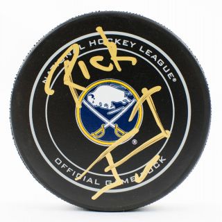 Rick Jeanneret Autographed Buffalo Sabres Official Game Hockey Puck