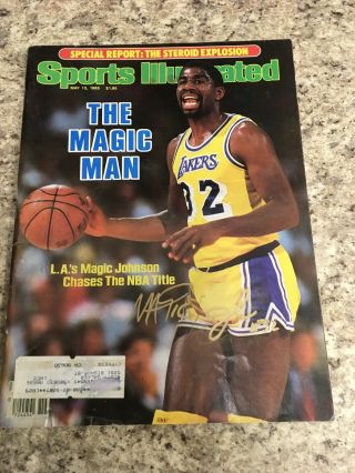 Magic Johnson Autographed Sports Illustrated Lakers Showtime