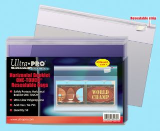 50 Ultra Pro Horizontal Booklet One Touch Resealable Bags Fit Oversized Sgc Slab