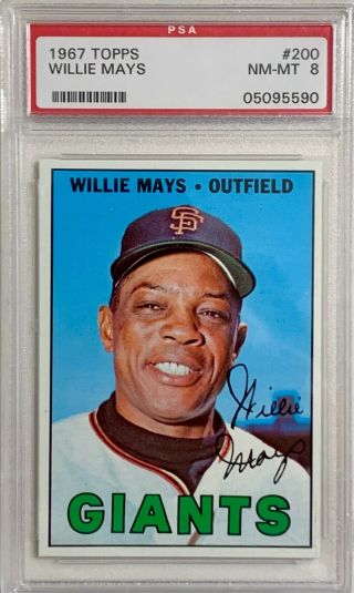 1967 Topps 200 Willie Mays - San Francisco Giants Hof Outfielder - Psa 8 Nm -