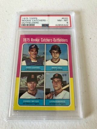 1975 Topps 620 Rookie Catchers/outfielders (carter) Psa 8