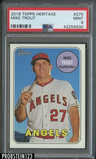 2018 Topps Heritage Mike Trout Angels Psa 9