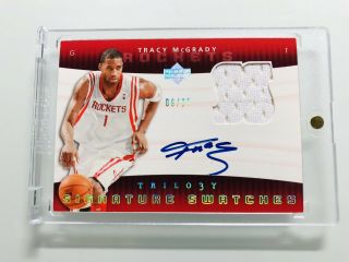 Tracy Mcgrady 2003 Ud Trilogy Signature Swatches Jersey Auto D 9/25