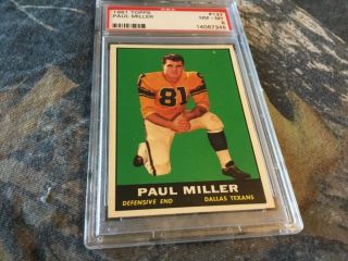 1961 Topps 132 Paul Miller Psa 8,  Dallas Texans,