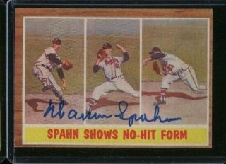 1962 Topps 312 Warren Spahn Autographed Signed Braves Card
