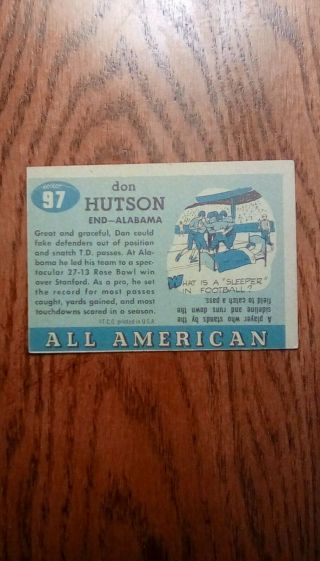 1955 TOPPS ALL AMERICAN 97 DON HUTSON ALABAMA,  ROOKIE Card,  VG, . 6