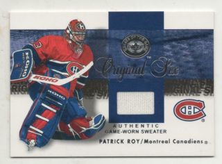 2001 - 02 Fleer Greats Of The Game - Six Authentic Game - Worn Patrick Roy