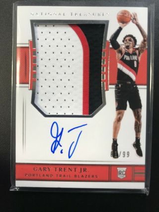 Gary Trent Jr.  2018 - 19 National Treasures Rpa Rookie Patch Auto /99