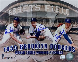 1955 Brooklyn Dodgers Clem Labine/johnny Padres/roger Craig Signed 8x10 Global