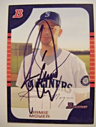 Jamie Moyer Signed Mariners 2005 Bowman Baseball Card Auto Autographed Phillies