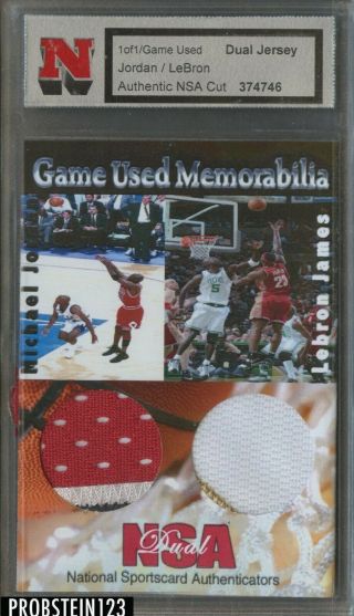 Michael Jordan Lebron James Dual Game - Patch 1/1 Nsa Authentic Cut
