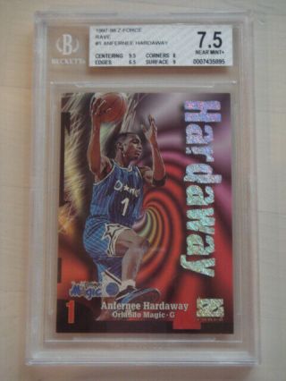 1997 - 98 Skybox Z - Force Anfernee Hardaway Rave Parallel 193/399 Bgs 7.  5 Magic
