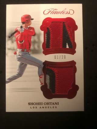 2018 Flawless Shohei Ohtani Dual Namplate Rookie Patches 1/20 1/1