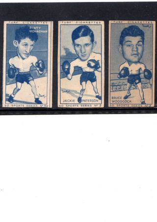 1949 Turf Boxing 3 Diff.  Cigarette Cards,  Monaghan,  Paterson,  And Woodcock