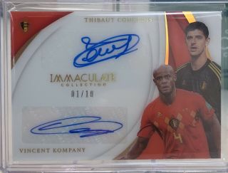 2018 - 19 Immaculate Soccer Thibaut Courtois & Vincent Kompany Dual Auto 1/10
