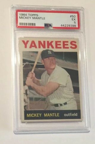 1964 Topps Mickey Mantle 50 Psa 5 Strong Centering Sharp Corners