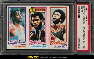 1980 Topps Basketball Kareem Abdul - Jabbar Carr Natt Psa 10 Gem (pwcc)