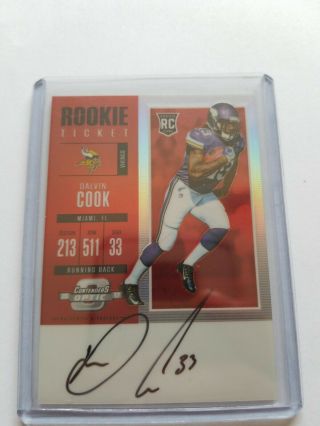 Dalvin Cook 2017 Panini Contenders Optic Red Rookie Ticket Auto Rookie 41/75