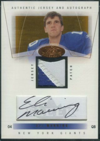 2004 Fleer Hot Prospects Eli Manning Giants Rookie 2 - Color Patch Auto 83 - /350