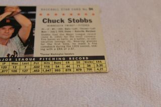 94 CHUCK STOBBS 1961 POST CEREAL BASEBALL CARD HANDCUT (14) 4