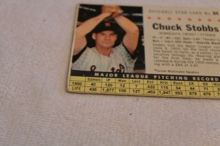 94 CHUCK STOBBS 1961 POST CEREAL BASEBALL CARD HANDCUT (14) 5