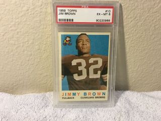 Jim Brown 1959 Topps Football Card 10 Grad Psa 6 Ex - Mt Cleveland Browns Hof