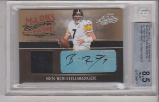 2006 Absolute Marks Of Fame Auto Ben Rothlesberger 21/75 Bgs 8.  5 Nmn - Mt,  Auto 10