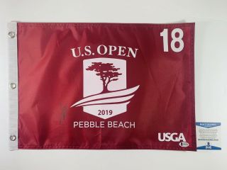 Hideki Matsuyama Signed Autographed 2019 Us Open Pin Flag Pebble Beach Bas