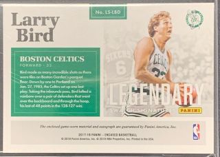 Larry Bird Patch Auto Gold Encased Legendary Swatch Signatures Celtics 5/10 2