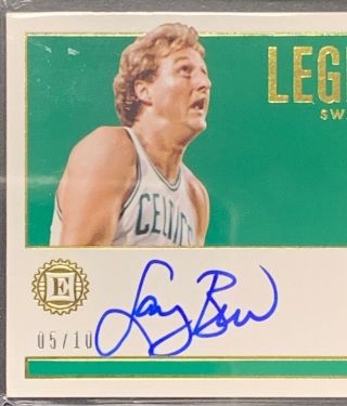 Larry Bird Patch Auto Gold Encased Legendary Swatch Signatures Celtics 5/10 3