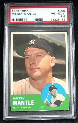 1963 Topps 200 Mickey Mantle Yankees Psa 4.  5 Vg - Ex,