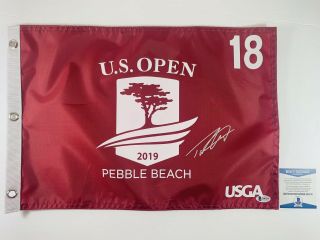 Tommy Fleetwood Signed Autographed 2019 Us Open Pin Flag Pebble Beach Bas