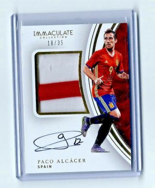Paco Alcacer 2017 - 18 Immaculate Soccer Jersey On Card Auto /35 Brossia Dortmund
