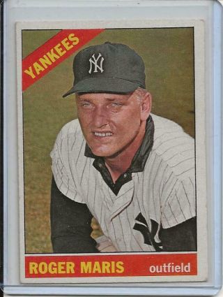 1966 Topps Baseball Card Roger Maris H/o/f York Yankees Near 365