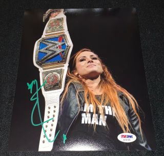 Becky Lynch Signed Wwe Photo The Man Wwf 8x10 Ronda Rousey Psa Jsa
