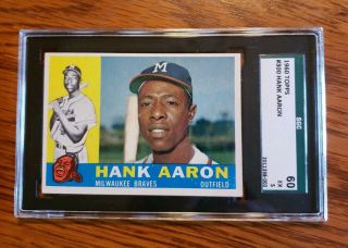 1960 Topps Hank Aaron Milwaukee Braves 300 Baseball Card